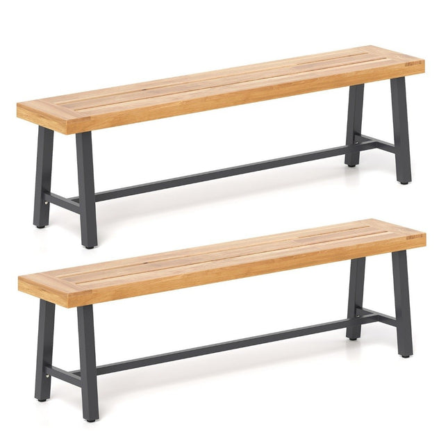 Garden bench weatherproof 3-seater bench up to 360 kg Park bench made of acacia wood and metal 2 pieces