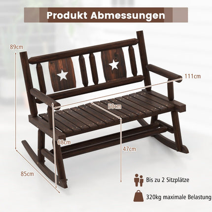 Garden bench weatherproof rocking bench with backrest bench can hold up to 320 kg