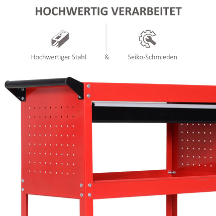 Red garden bench, 60 kg capacity, weatherproof and stable