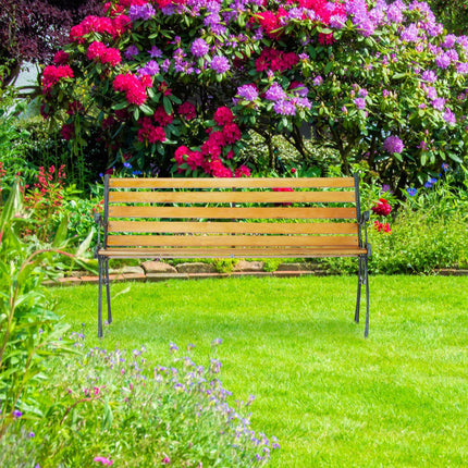 Garden bench with cast iron frame
