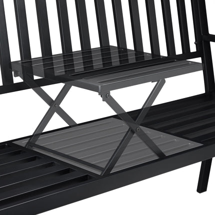 Garden bench with integrated table