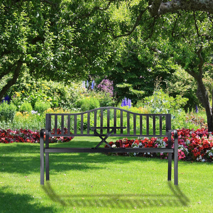 Garden bench with integrated table