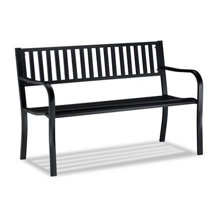 Garden bench with metal support