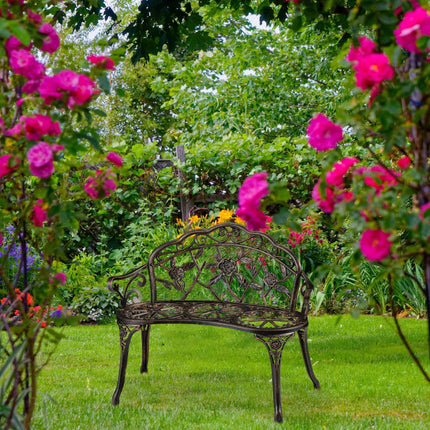 Garden bench with roses