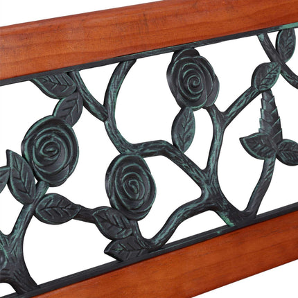 Garden bench with roses dark brown