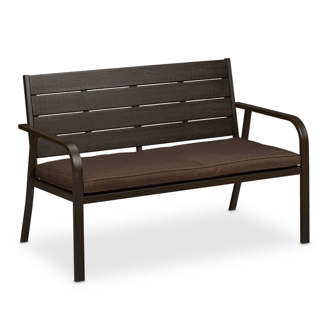 Garden bench with seat cushion