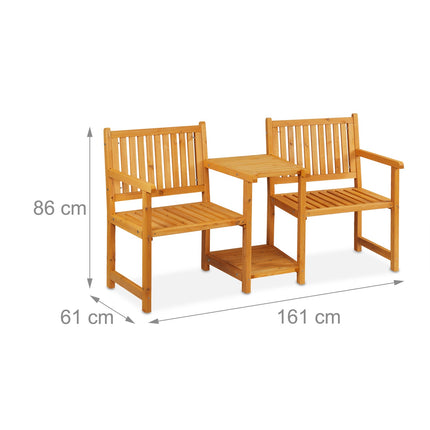 Garden bench with table