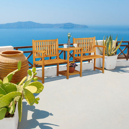 Garden bench with table