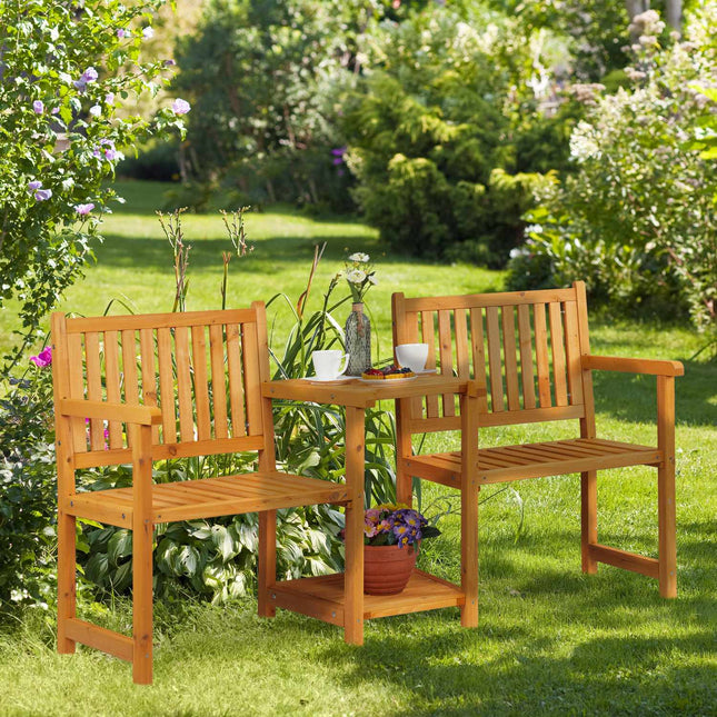 Garden bench with table