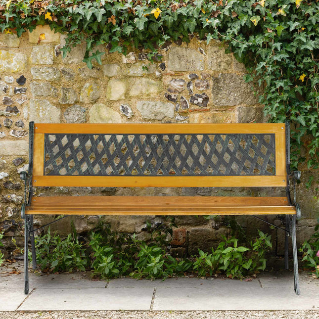 Garden bench wood & cast iron