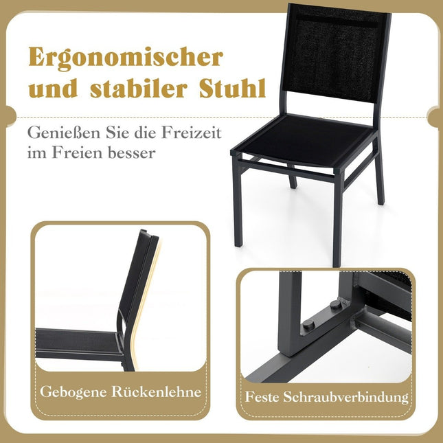 Garden chair aluminum weatherproof patio chair with breathable seat and backrest 60 x 45 x 87 cm black