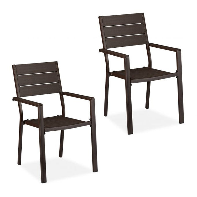 Garden chair in wooden look Set of 2