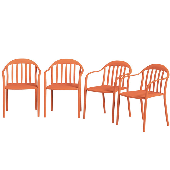Weatherproof Stackable Garden Chairs, Set of 4, Red