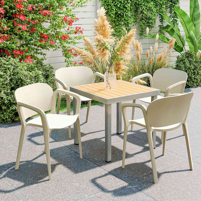 Set of 4 Weatherproof Stackable Plastic Garden Chairs