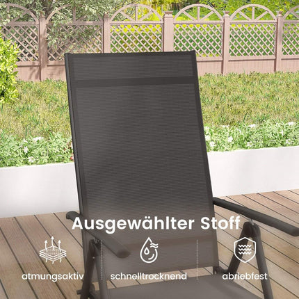 Garden chairs with 7-way adjustable backrest, folding chairs, load capacity up to 180 kg, black, 1 piece