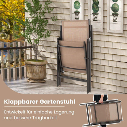 Garden chairs with 7-way adjustable backrest, folding chairs, load capacity up to 180 kg, brown, 1 piece