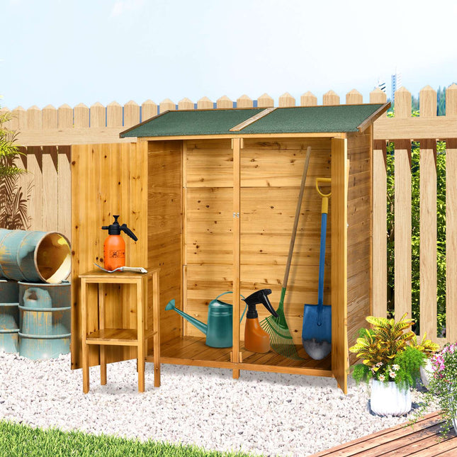 Garden storage cabinet, spruce, asphalt roof, 140x75x157 cm