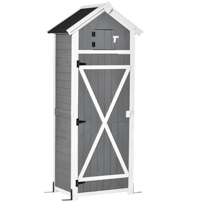 Garden shed with door, grey, 78x52.5x182cm