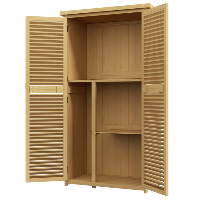 Wooden garden tool shed, asphalt roof, 4 compartments