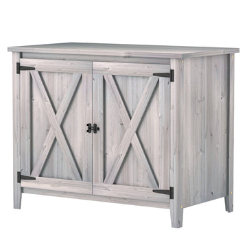 Garden tool shed in wood - weatherproof with shelves 110x60x88.5 cm