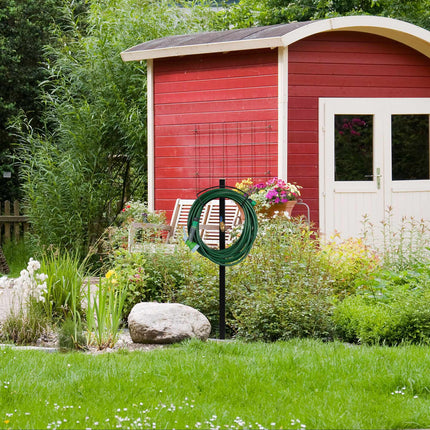 Garden faucet with hose holder