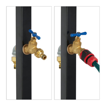 Garden faucet with hose holder