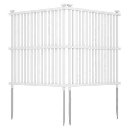 Garden fence, 2 parts, 114 cm high, fence with posts and protective caps, privacy fence, white