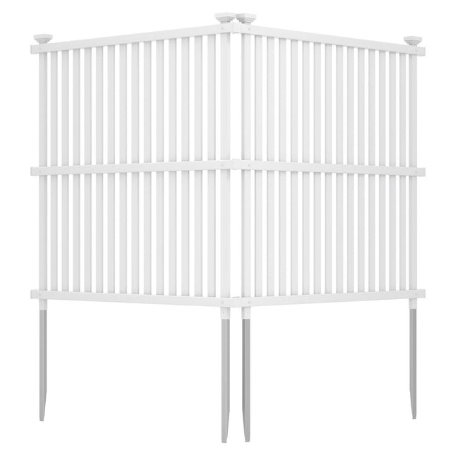 Garden fence, 2 parts, 114 cm high, fence with posts and protective caps, privacy fence, white
