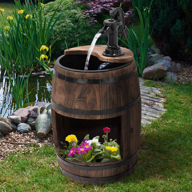 Garden fountain in wood and metal with waterfall, Ø32x58.5cm
