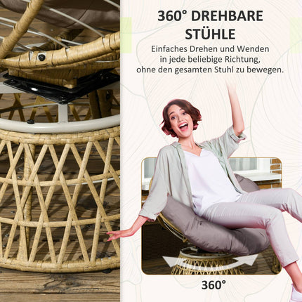 Tuinmeubelset 3-delig. Bistroset met salontafel en 2 stoelen, tuinzitgroep met kussens, balkonmeubilair voor terras in geel