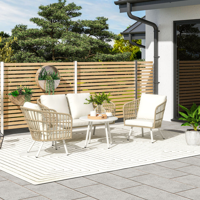Polyrattan Outdoor Lounge Set, Weather Resistant, Seats 4