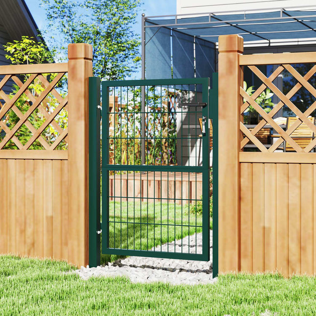 Steel garden gate with handle & lock, 97 x 170 cm, green
