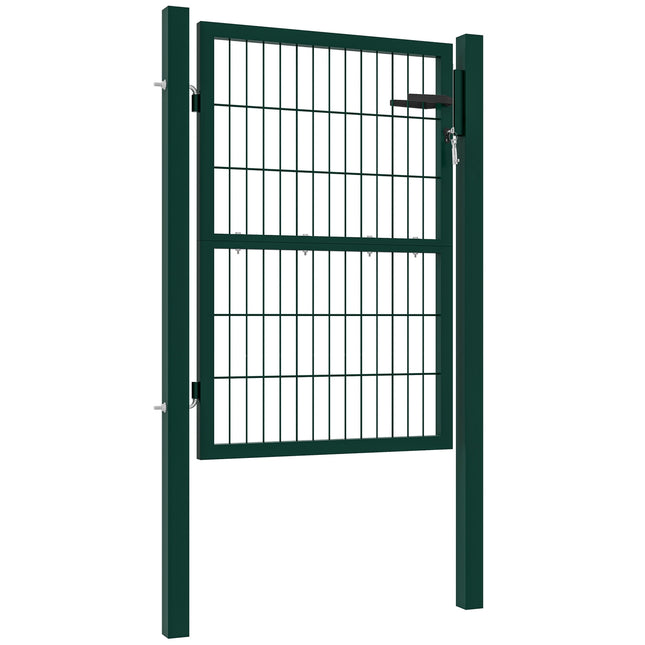 Steel garden gate with handle & lock, 97 x 170 cm, green
