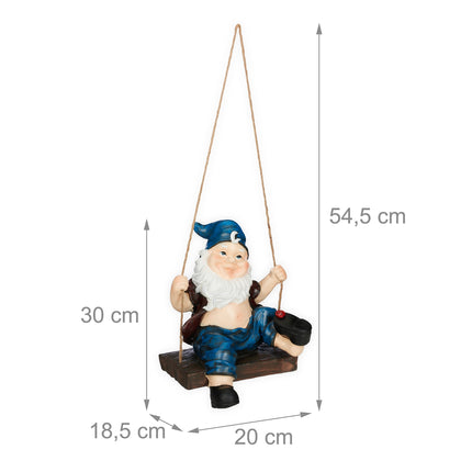 Garden gnome on a swing