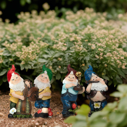 Garden gnomes set with 4 musicians