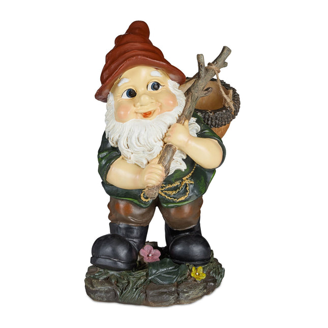 Garden gnome with acorn basket