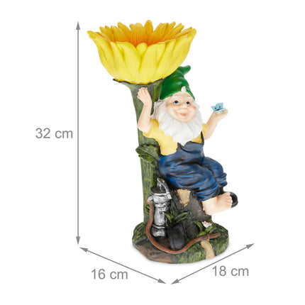 Garden gnome with bird bath