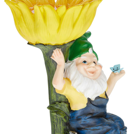 Garden gnome with bird bath