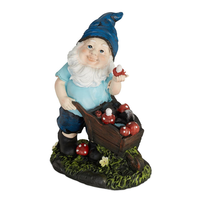 Garden gnome with mushrooms