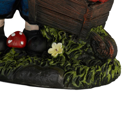 Garden gnome with mushrooms