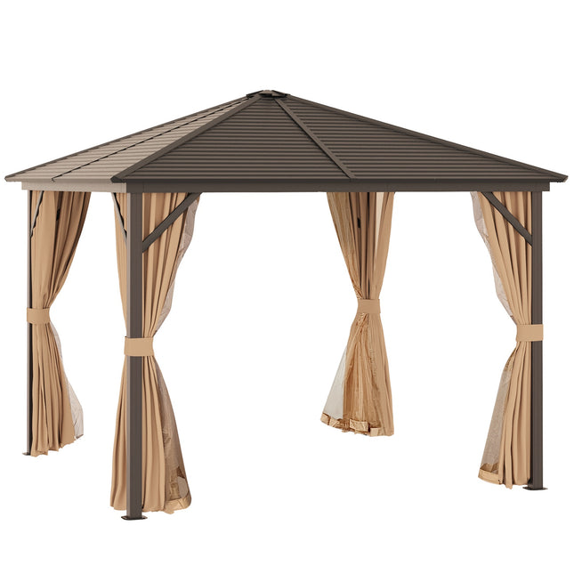 Garden pavilion marquee, 3x3m, double side walls, bronze