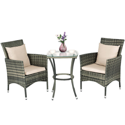 Garden polyrattan seating group outdoor seating balcony set with seat cushions