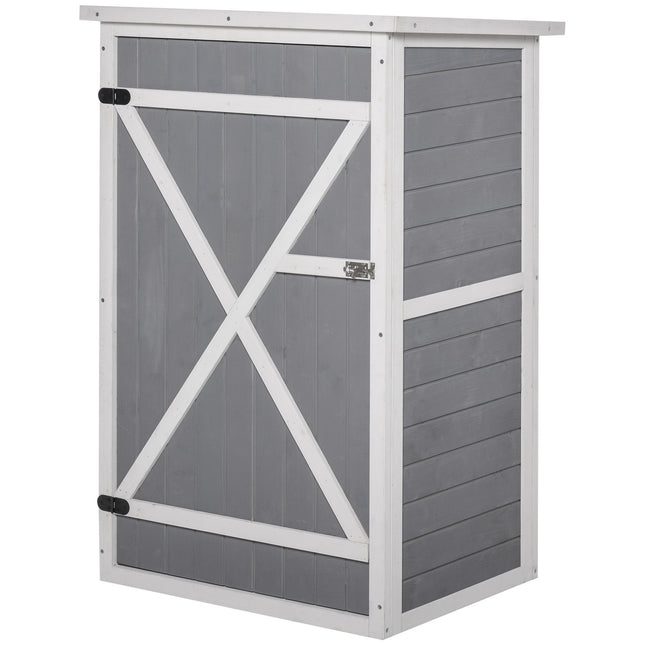 Tool storage for garden shed, spruce, 75x56x115cm, black/grey/white