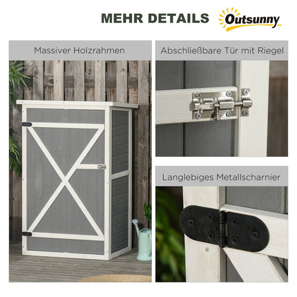 Tool storage for garden shed, spruce, 75x56x115cm, black/grey/white