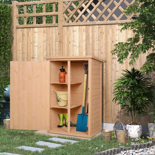 Garden tool shed with shelves, spruce wood, 75x56x115 cm