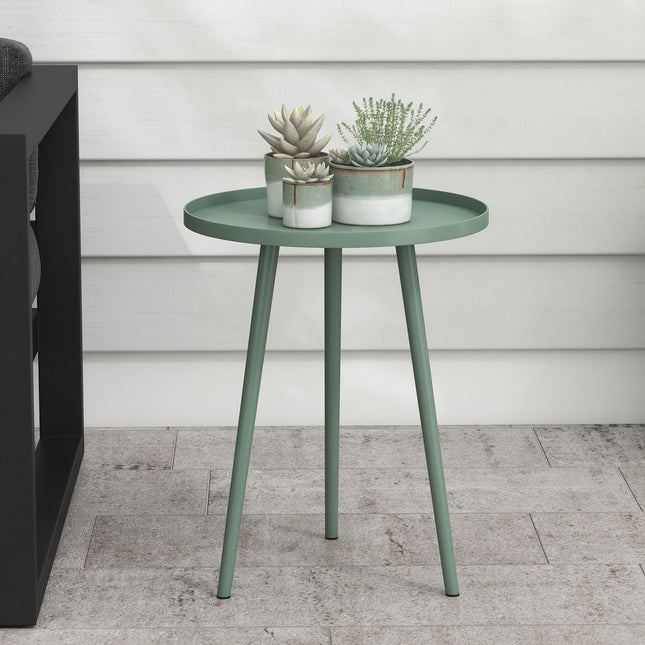 Round weatherproof garden table in steel - Ø40x50H cm, Green