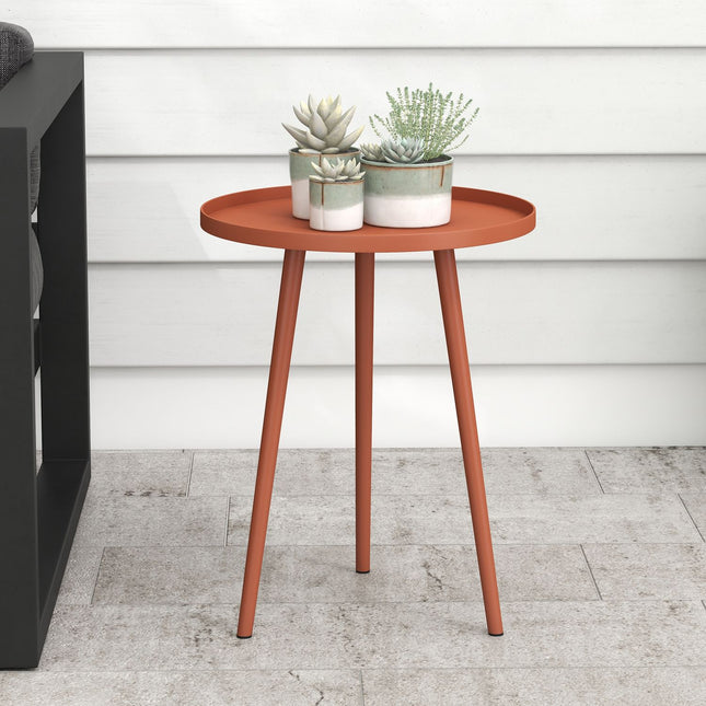 Weather-resistant round steel outdoor side table, Ø40x50H cm