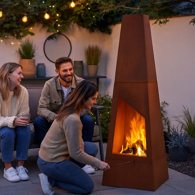 Garden stove in corten steel