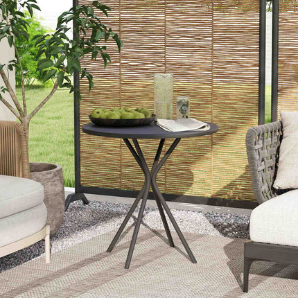 Round black outdoor steel table, Ø60 x 70 cm - weatherproof & padded