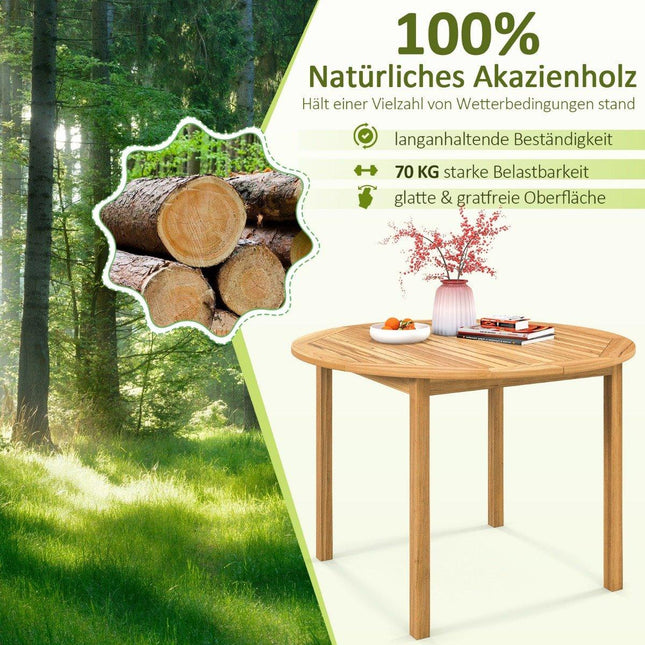 Tuintafel acaciahout eettafel rond voor 4 personen bistrotafel houten tafel voor in de tuin 110 x 110 x 75 cm naturel